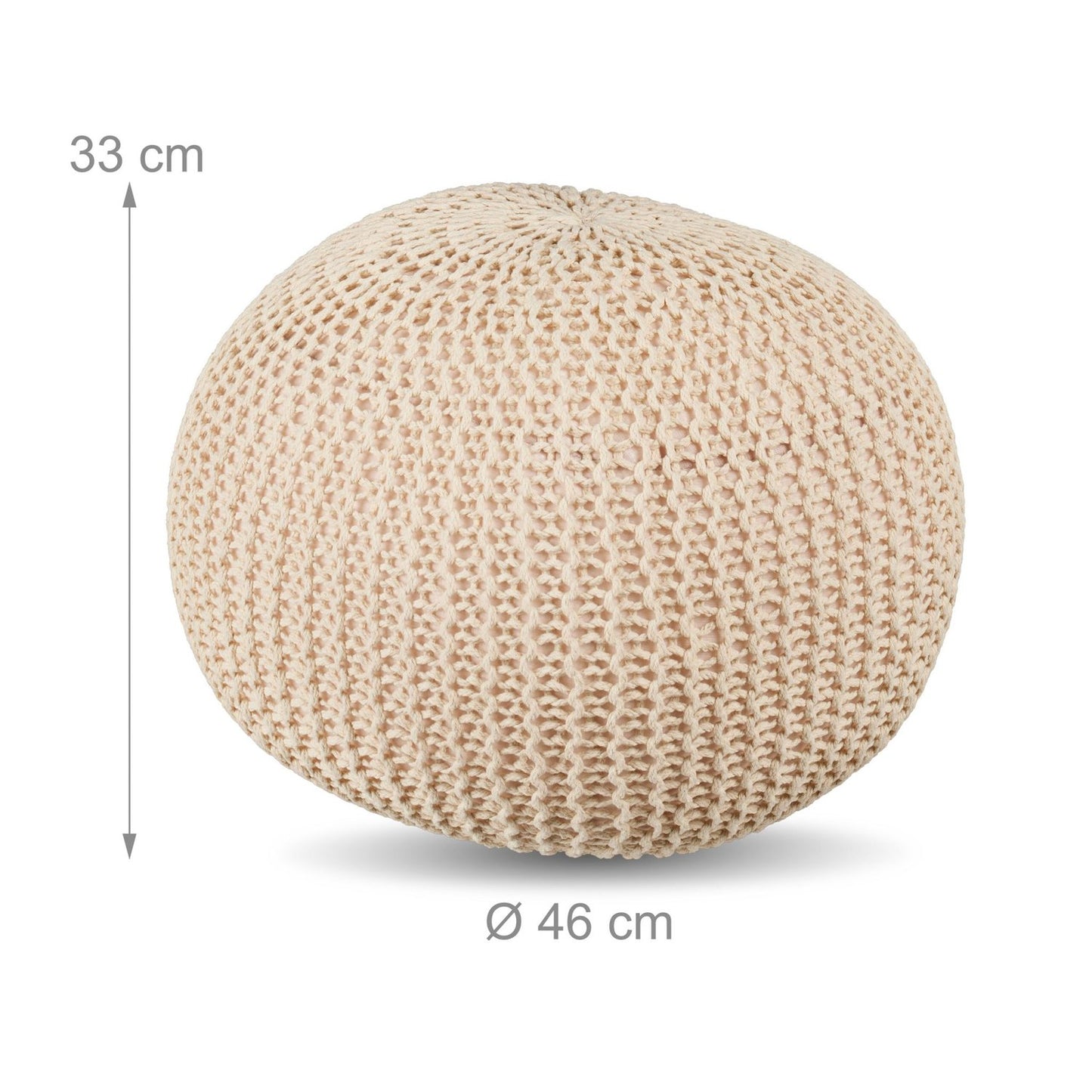 Knitted Pouf – Round Floor Seat, Boho Design