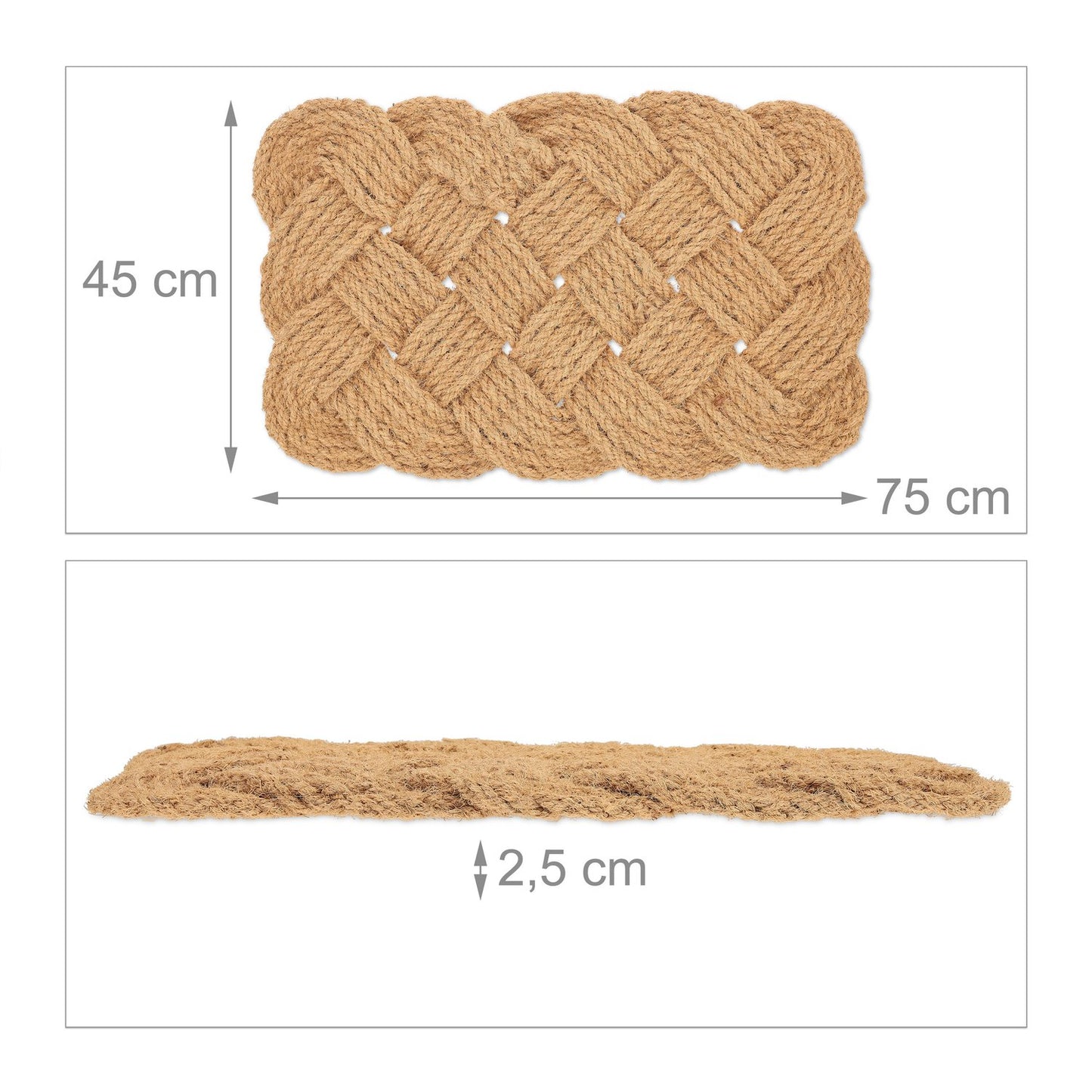 Knotted Natural Colour Coir Rug