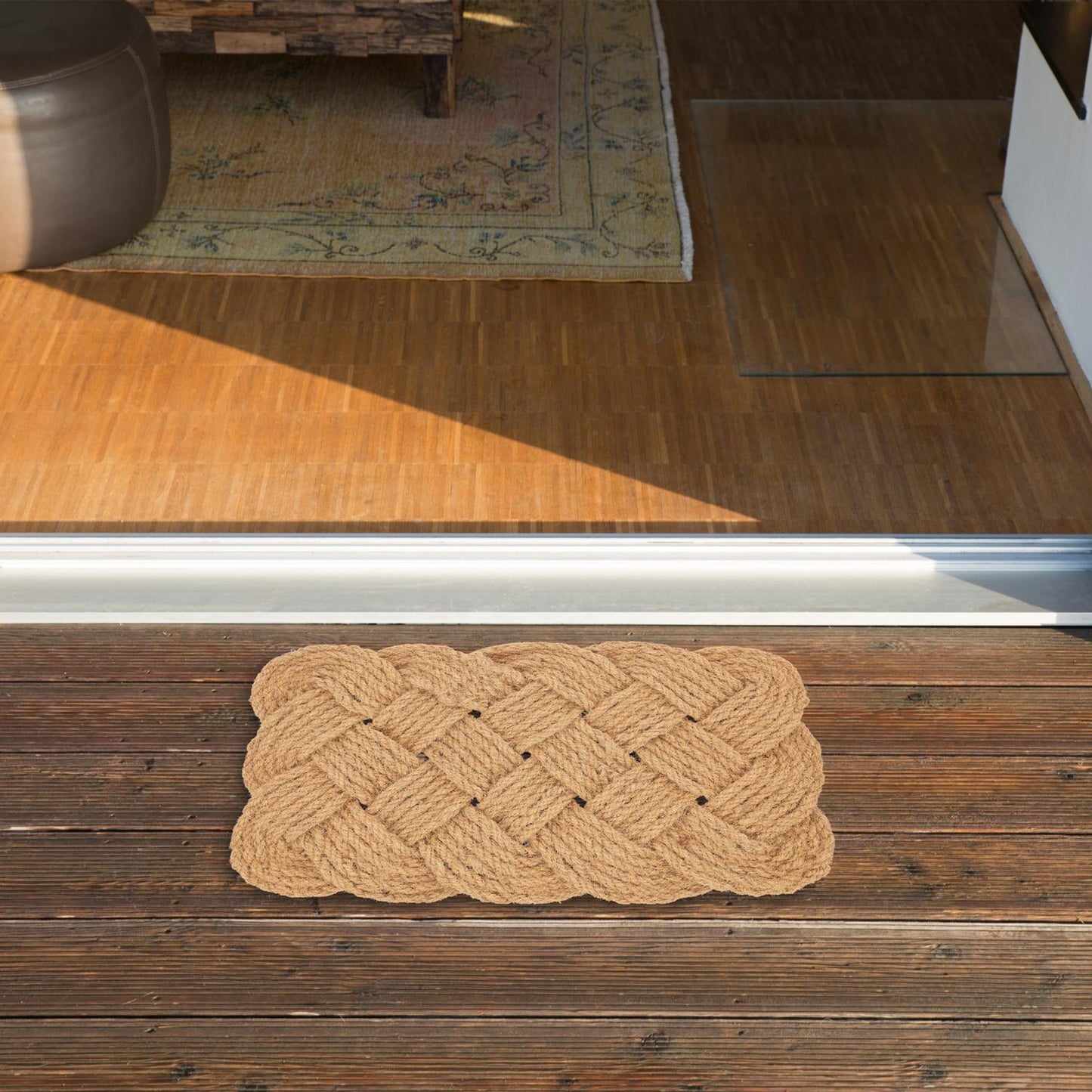 Knotted Natural Colour Coir Rug