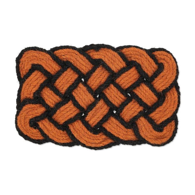 Knotted Orange/Black Coir Rug