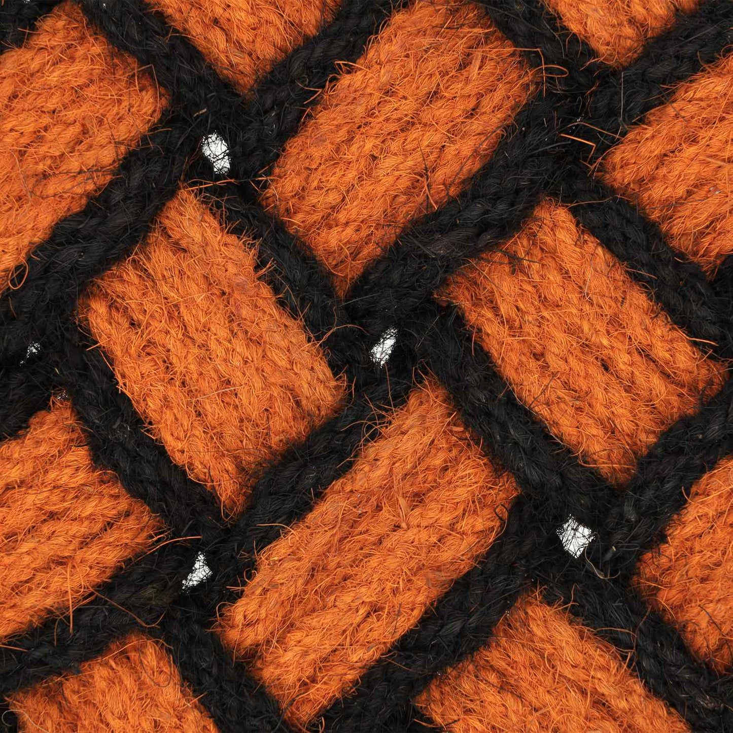 Knotted Orange/Black Coir Rug