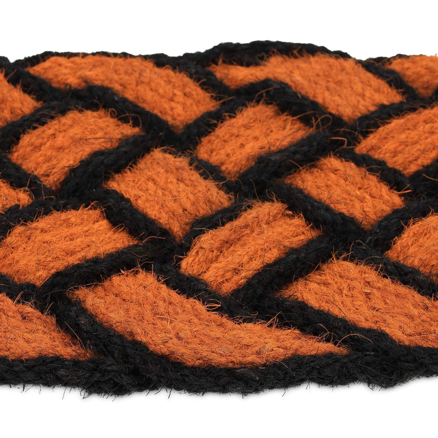 Knotted Orange/Black Coir Rug