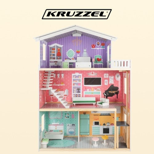Kruzzel Dollhouse Large Dollhouse 114 cm 114 cm