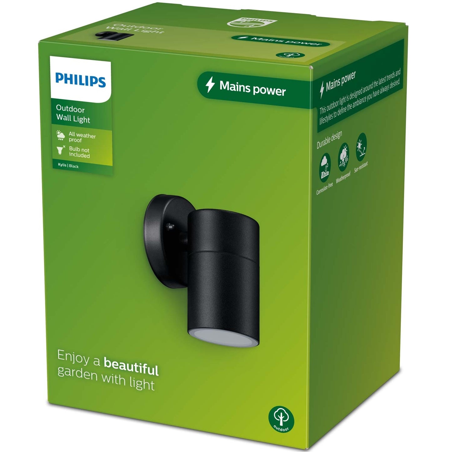 Kylis Wall luminaire Downlight (GU10 base) IP44 Stainless steel Black