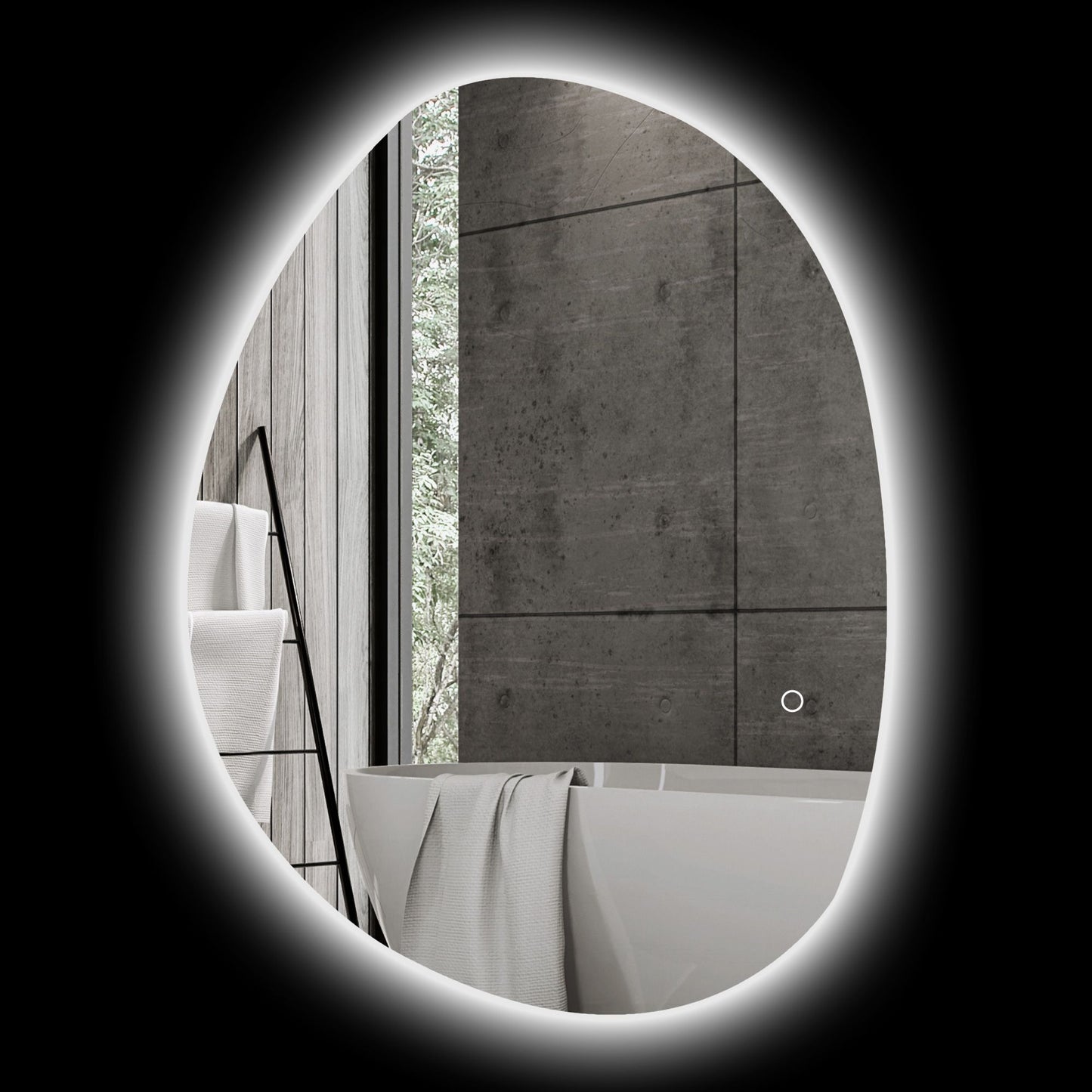 LED Bathroom Mirror, Adjustable Light & Color, 80x60 cm