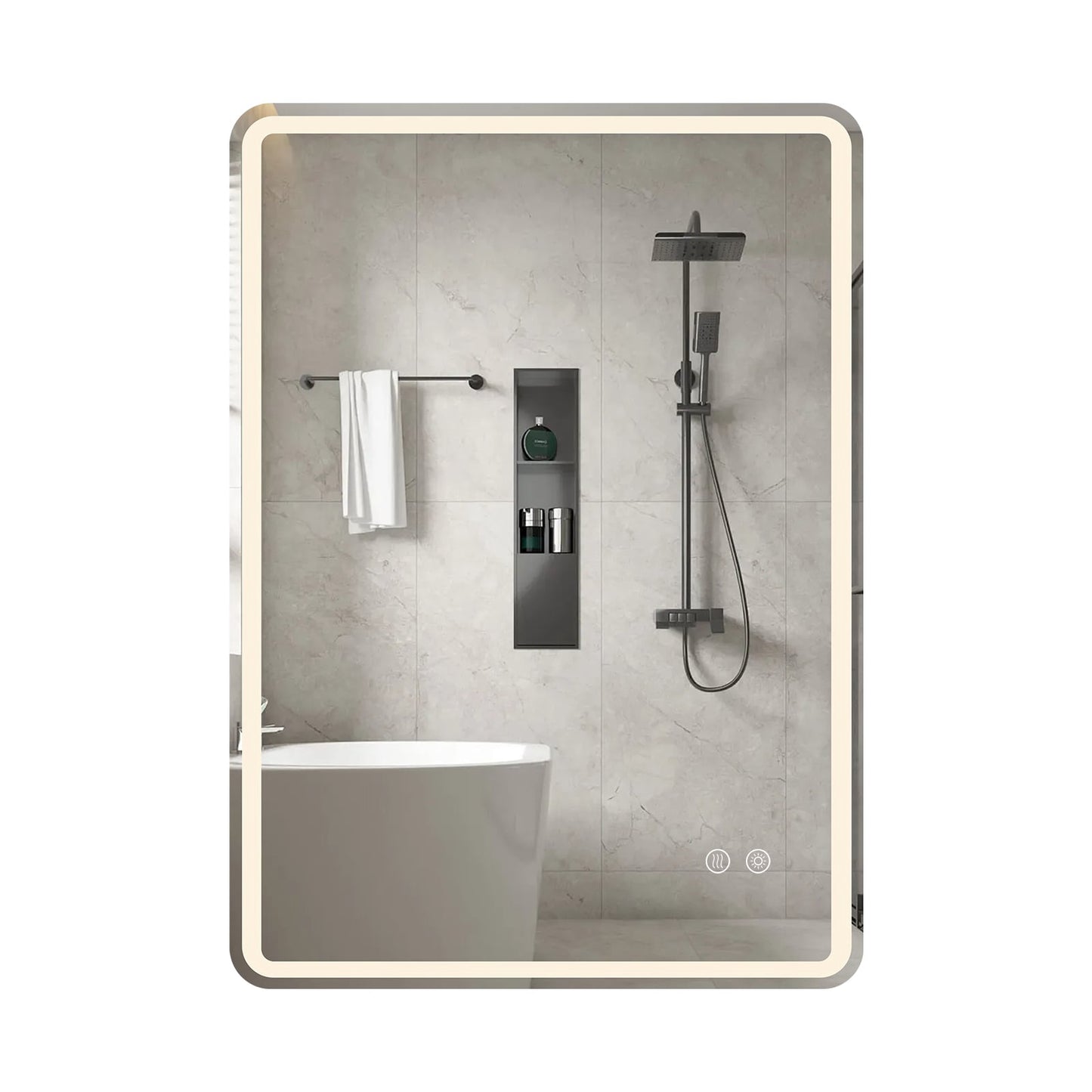 LED Bathroom Mirror, Anti-Fog, Dimmable, 80x60 cm