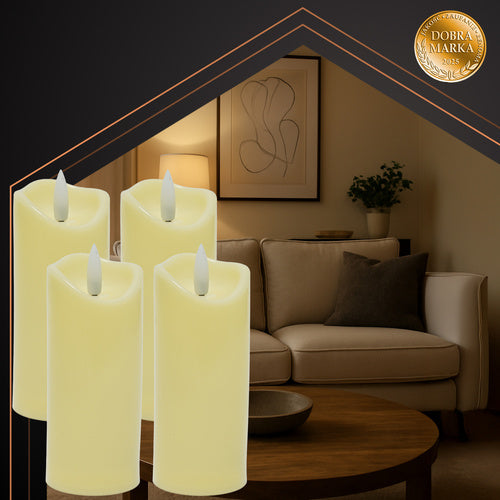 LED Candle Inserts, Flickering Flame, 4-Pack, 12.5x5cm