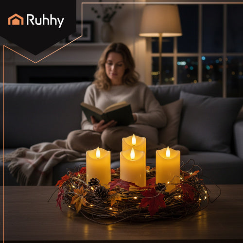 LED Candle Inserts, Flickering Flame, 4-Pack, 12.5x5cm