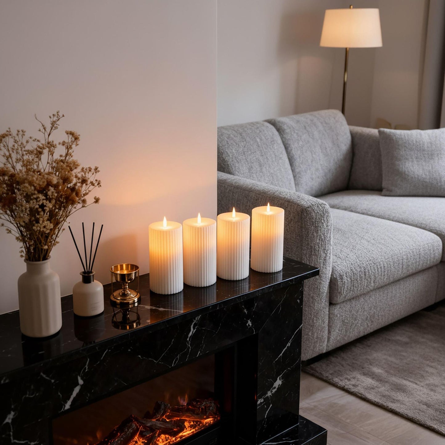 LED Candles Set of 4, 18cm, Real Wax, Flickering Flame