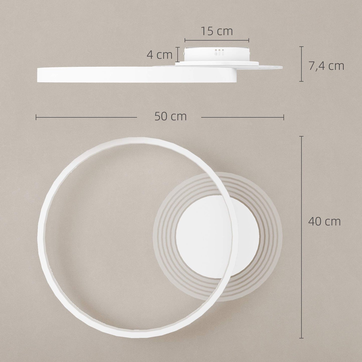 LED Ceiling Light, Adjustable Color Temp, 30W, White
