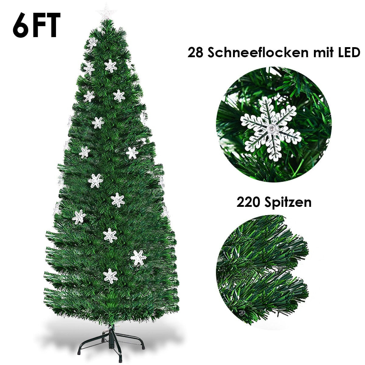 LED Christmas Tree, Fiber Optic, 180 cm, Green