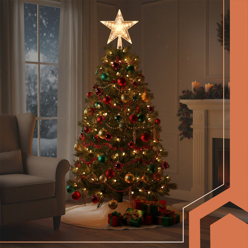 LED Christmas Tree Star, Warm White, Battery-Powered