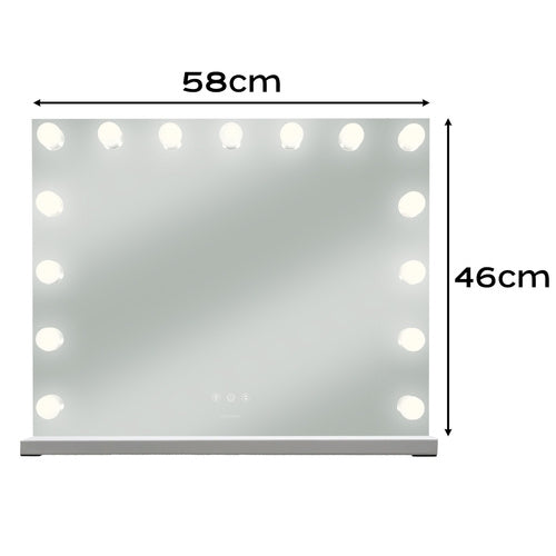LED Cosmetic Mirror 58x46cm, Touch Control, 3 Light Modes