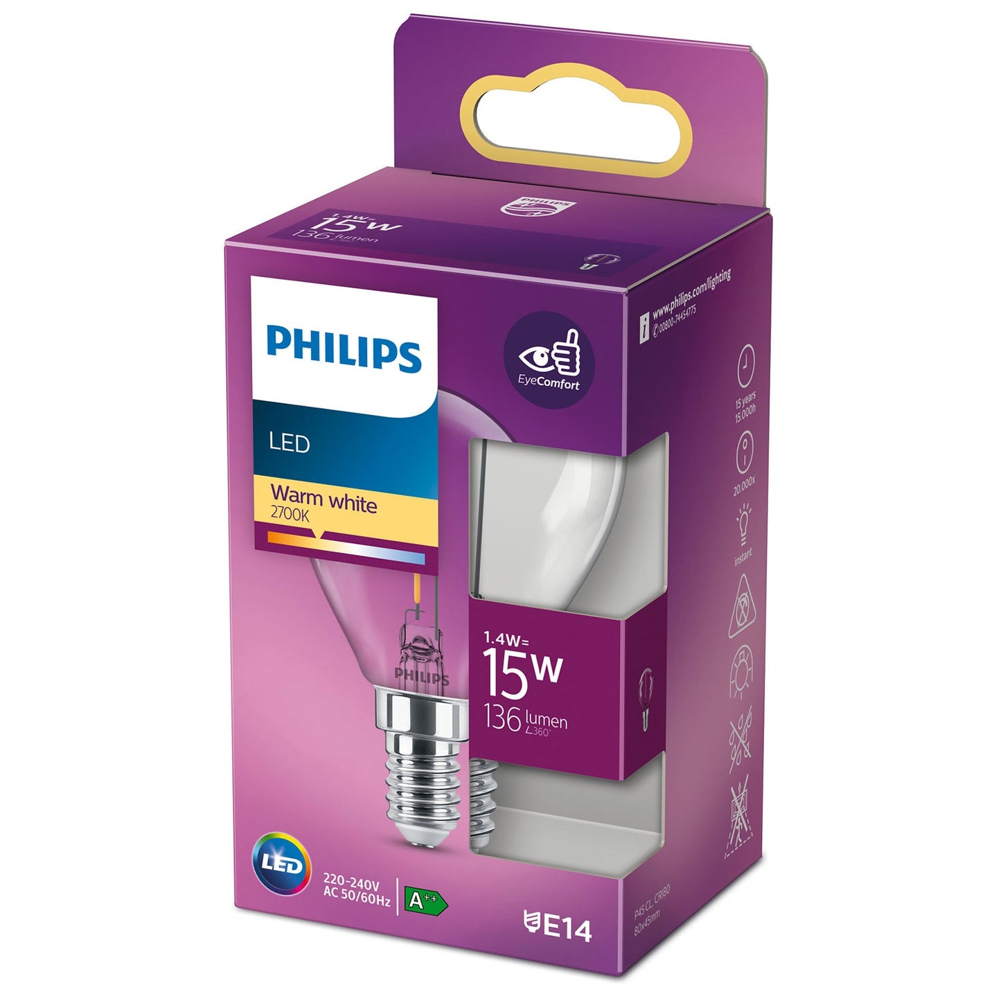 LED E14 Globe 15W Clear 136lm