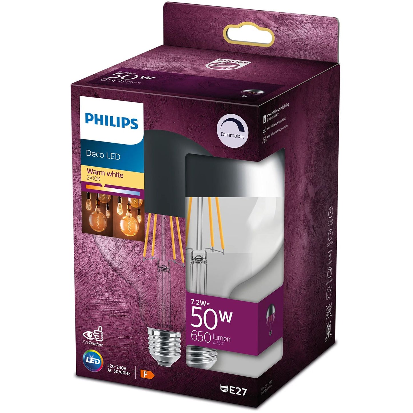 LED E27 G120 Filament Top mirrored Dimmable 50W 650lm