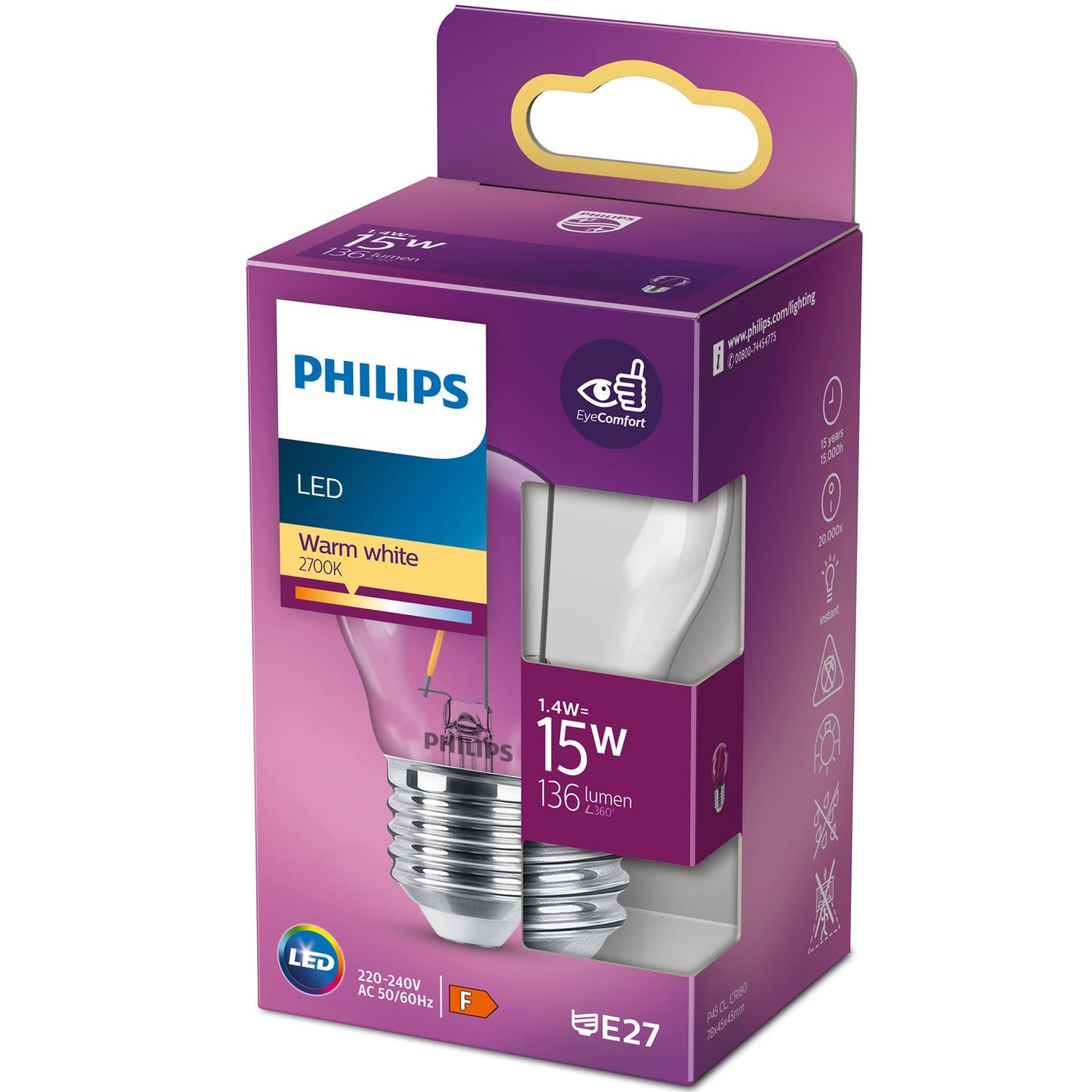 LED E27 Globe 15W Clear 136lm