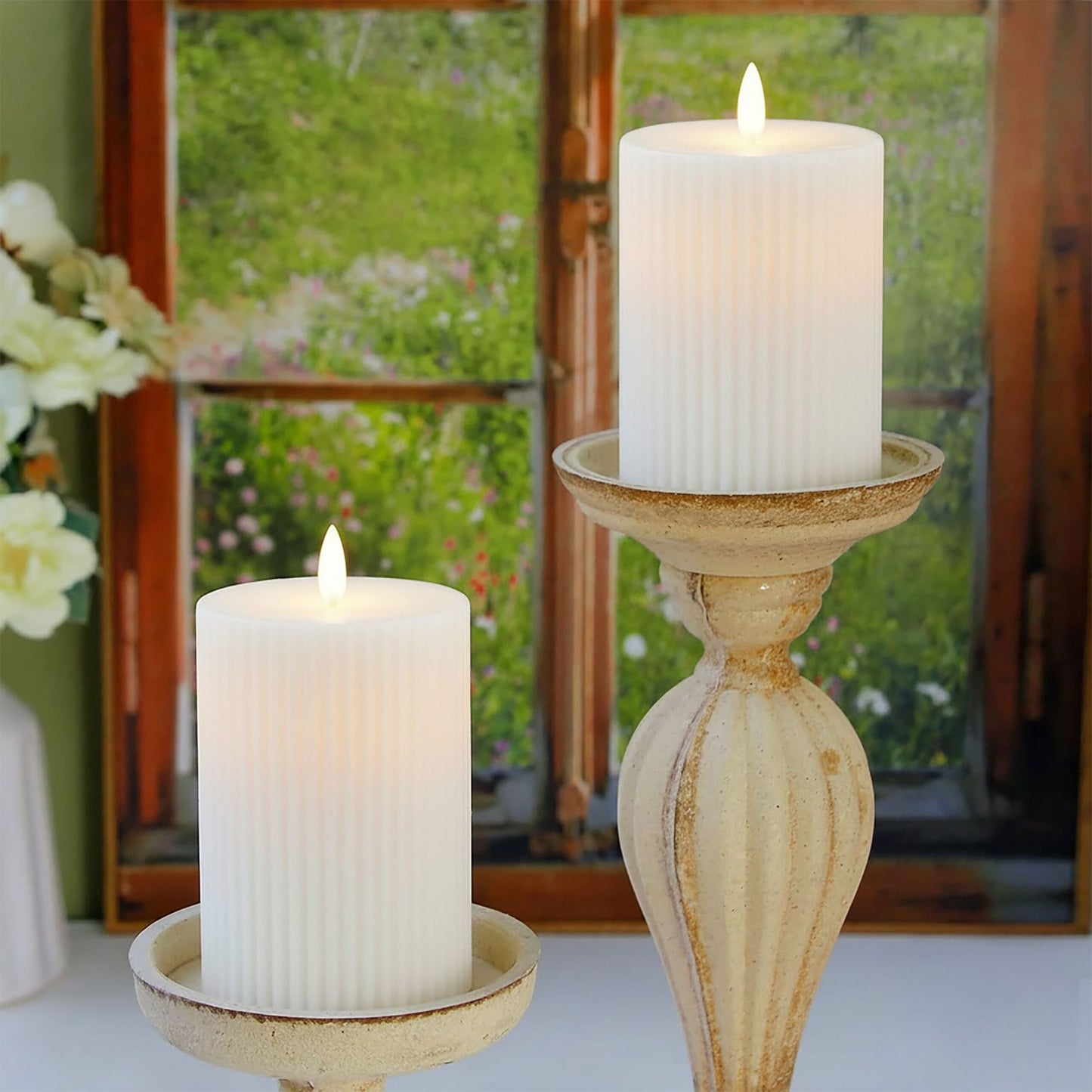 LED Flameless Candles, Set of 4, Flickering Light