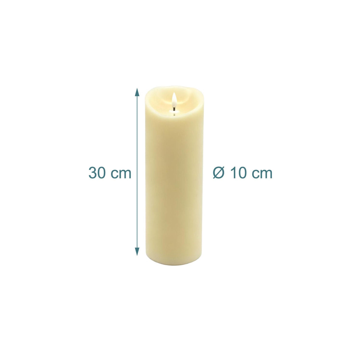 LED Flameless Pillar Candle, 30cm, Real-Wax Finish