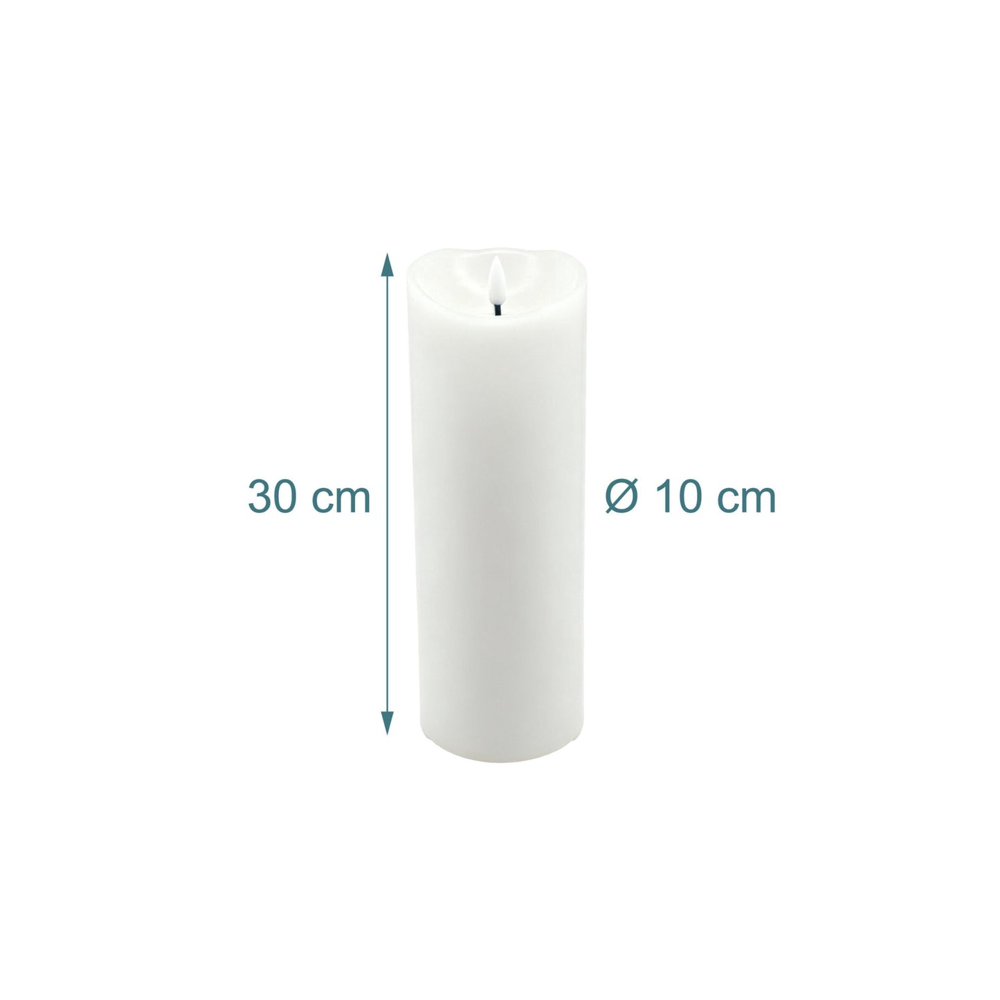 LED Flameless Pillar Candle, 30 cm, Real-Wax Finish