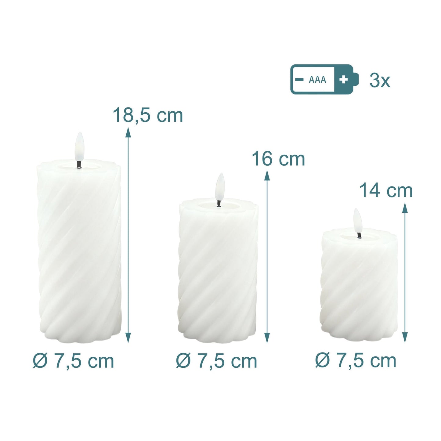 LED Flameless Real-Wax Candle Set – 3 Sizes