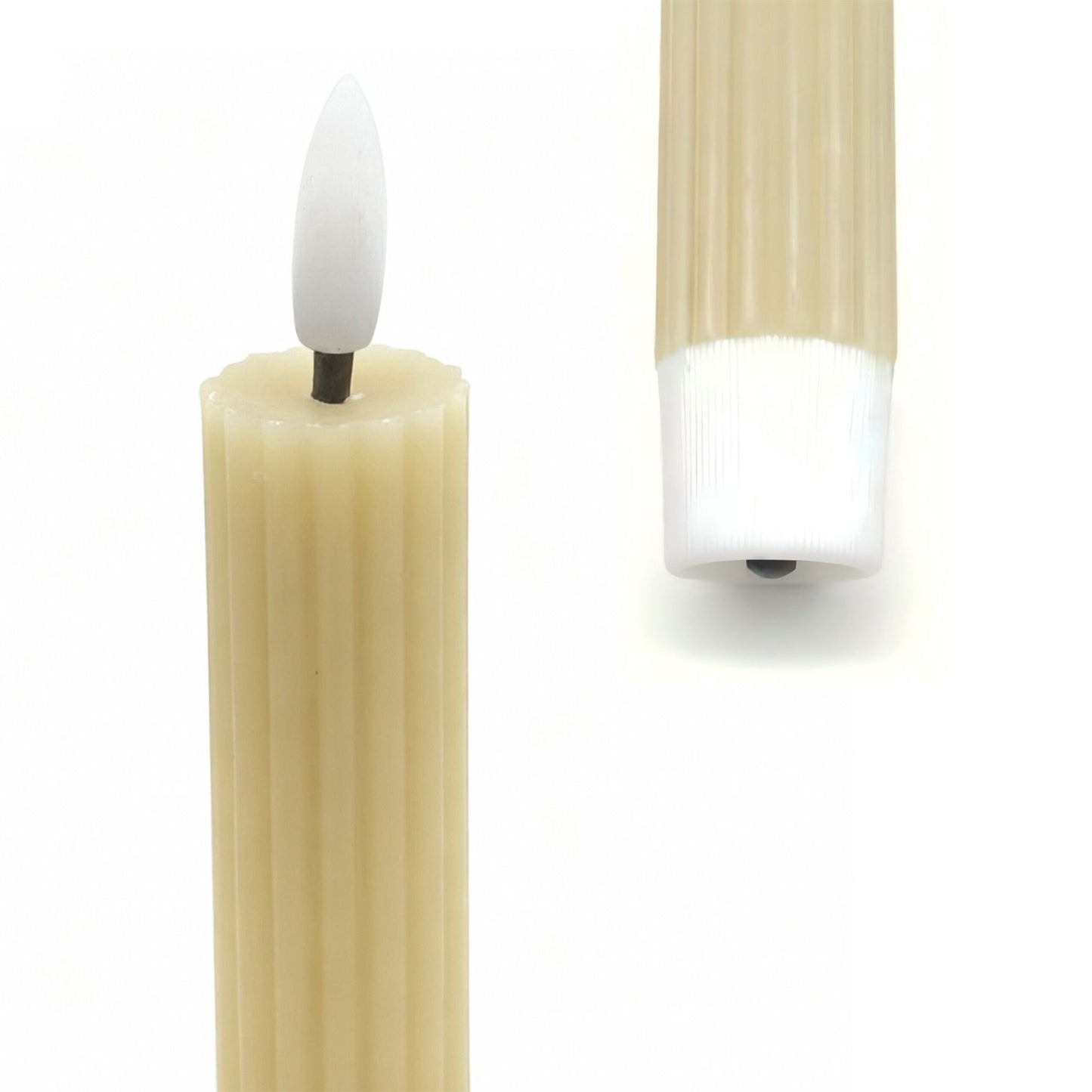 LED Flameless Taper Candles, Real Wax, Set of 2