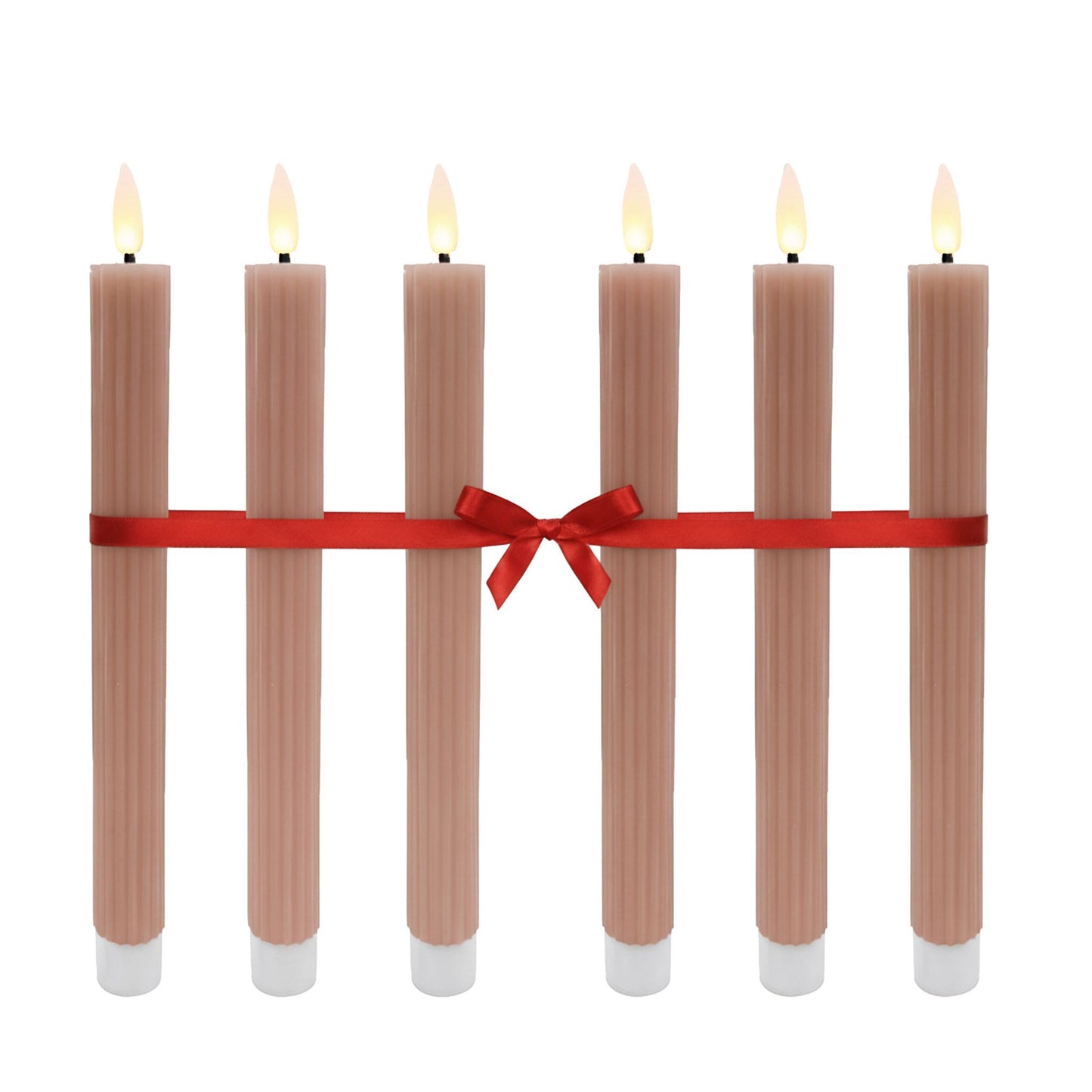 LED Flameless Taper Candles, Real-Wax, Set of 6