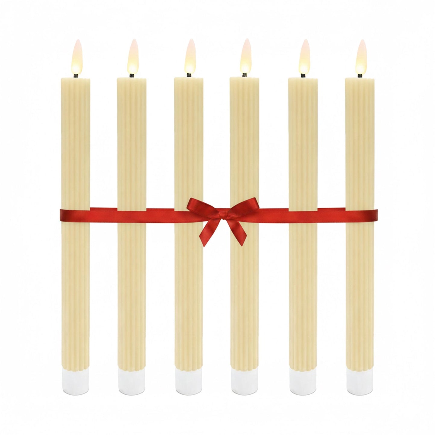 LED Flameless Taper Candles, Real-Wax, Set of 6