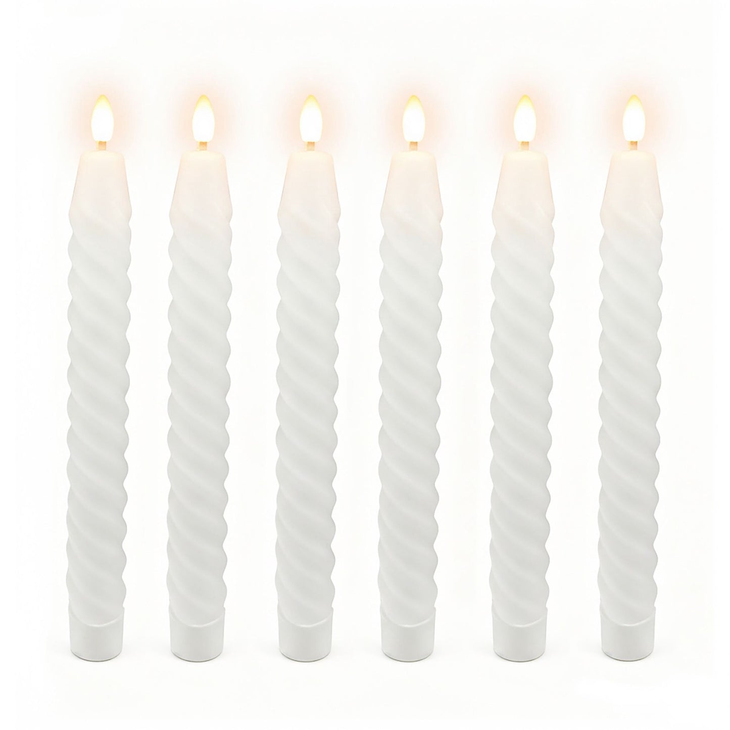 LED Flameless Taper Candles, Real Wax, Set of 6