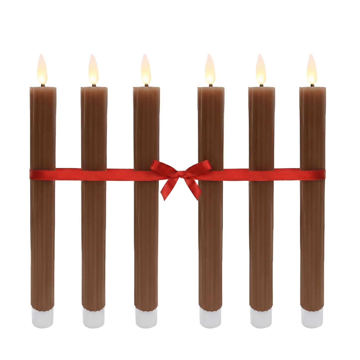 LED Flameless Taper Candles, Real-Wax, Set of 6