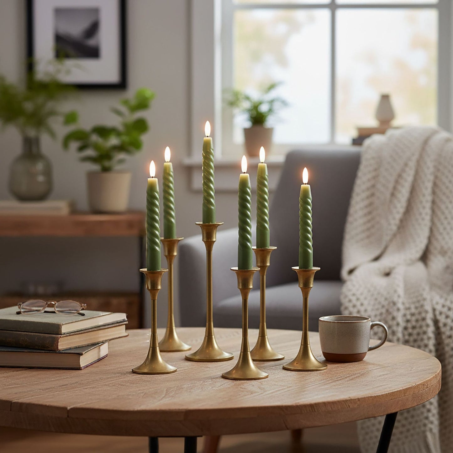 LED Flameless Taper Candles, Real Wax, Set of 6