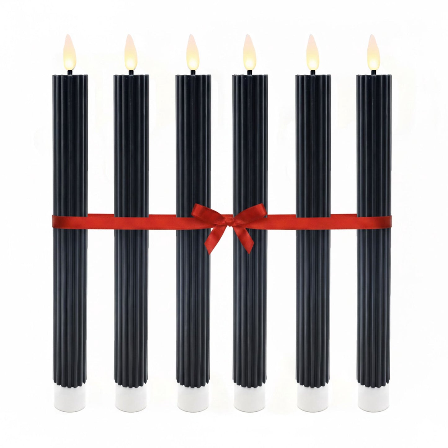 LED Flameless Taper Candles, Real-Wax, Set of 6