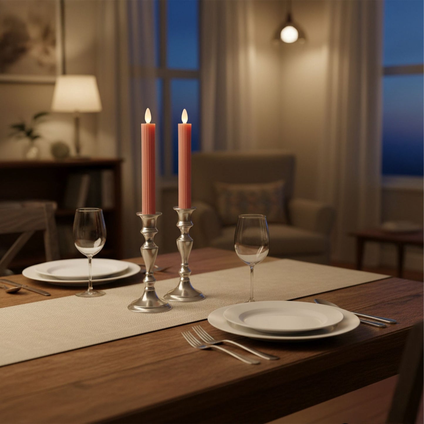LED Flameless Taper Candles, Real-Wax, Set of 6