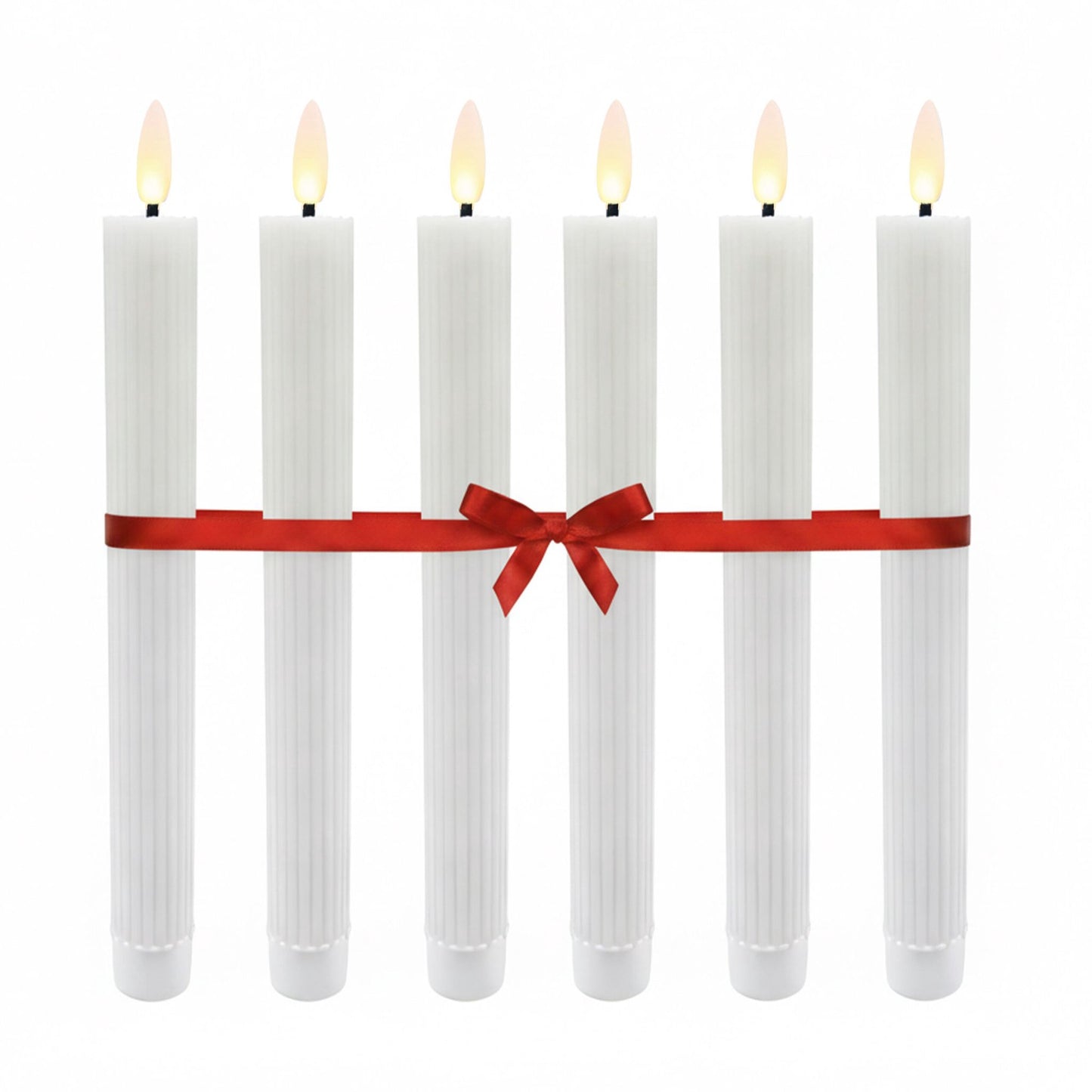 LED Flameless Taper Candles, Real Wax, Set of 6