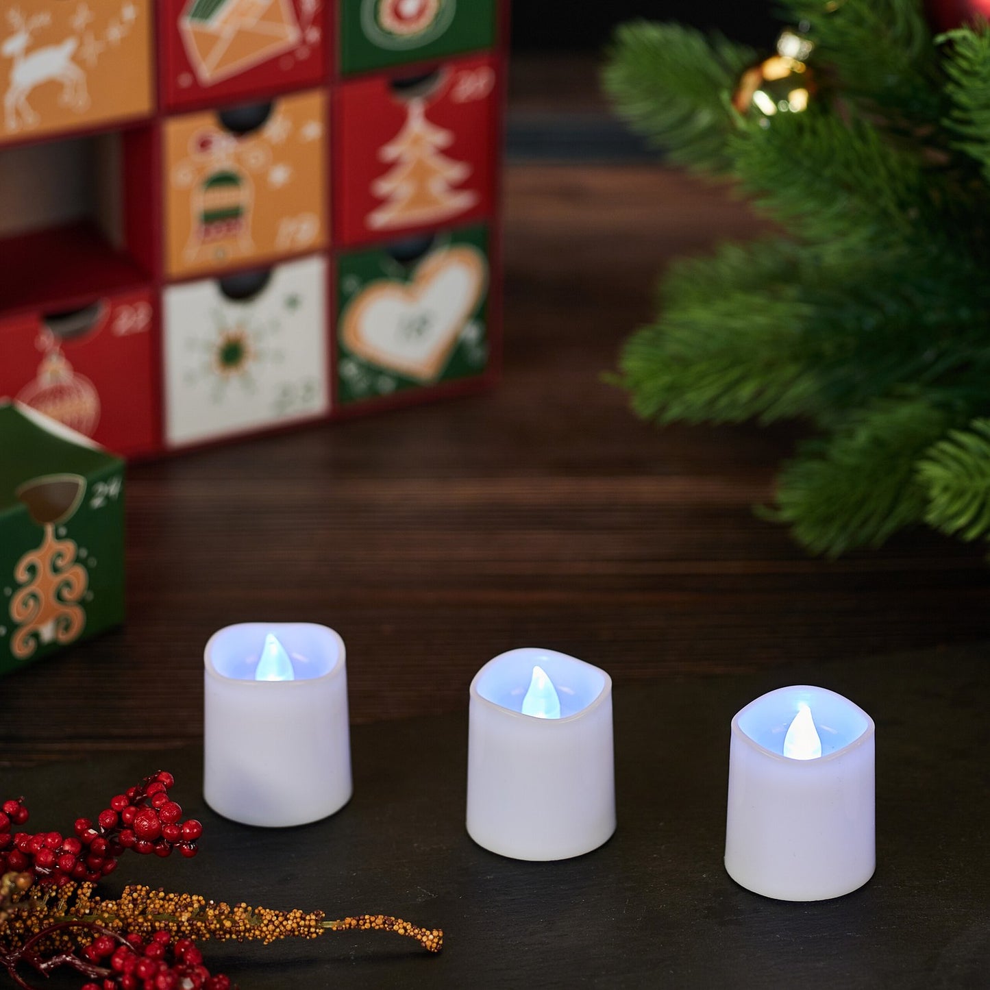 LED Flickering Tea Light Candles, Set of 12, Battery Included