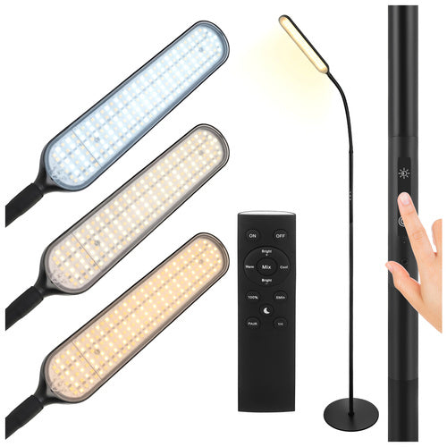 LED Floor Lamp 180cm, Black, Remote Control, Timer