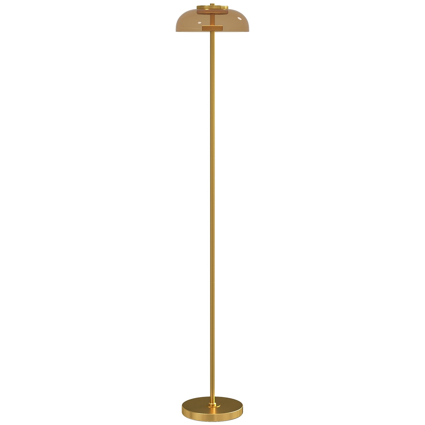 LED Floor Lamp, 3000K Warm Light, Brass Finish, Foot Switch