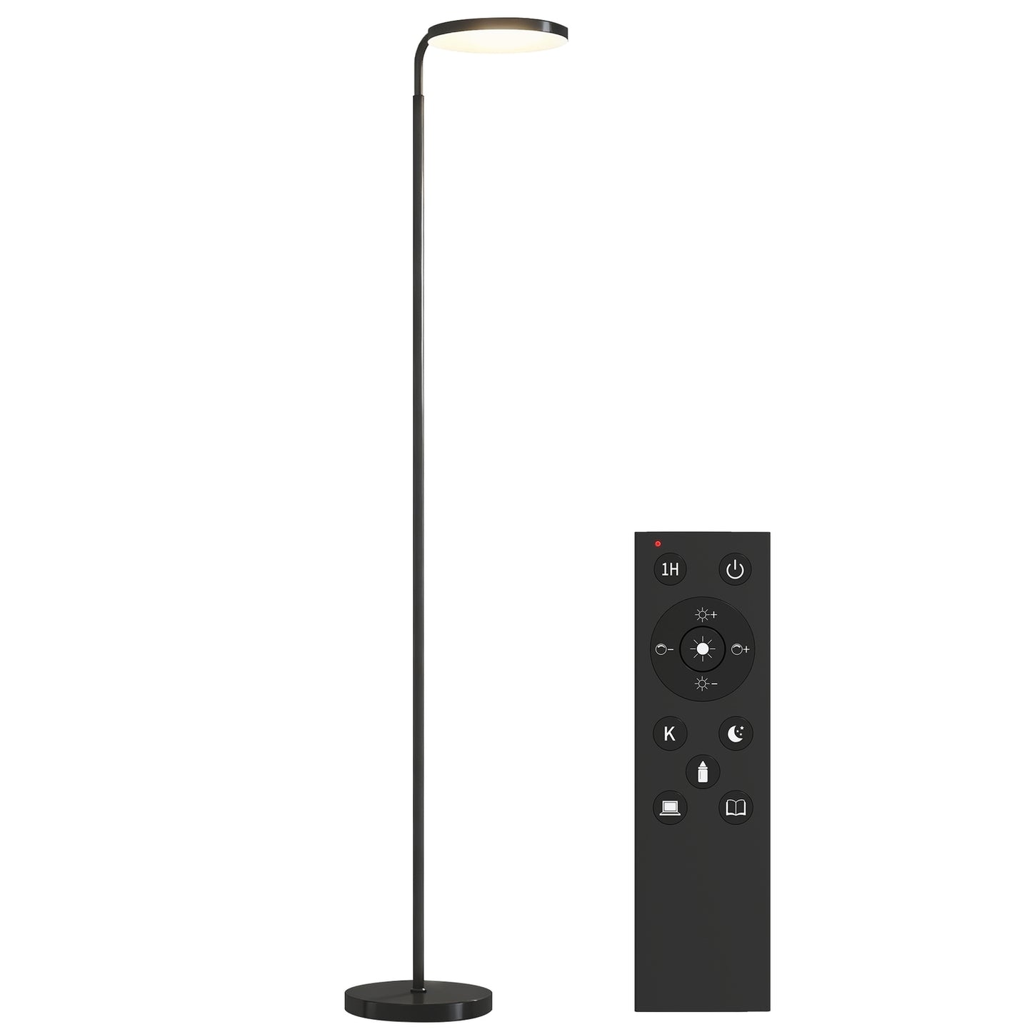 LED Floor Lamp, Adjustable, Remote Control, Black