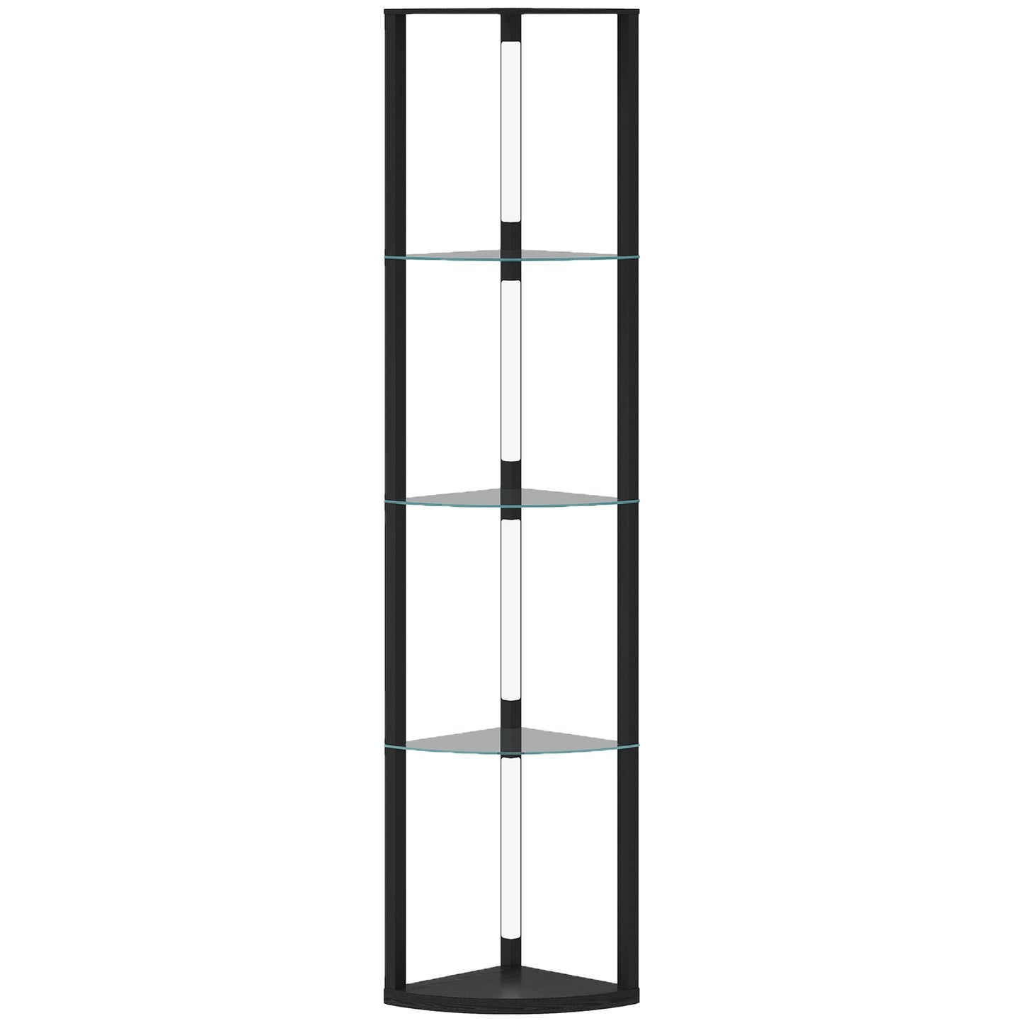 LED Floor Lamp with Shelves, Adjustable Brightness, Black