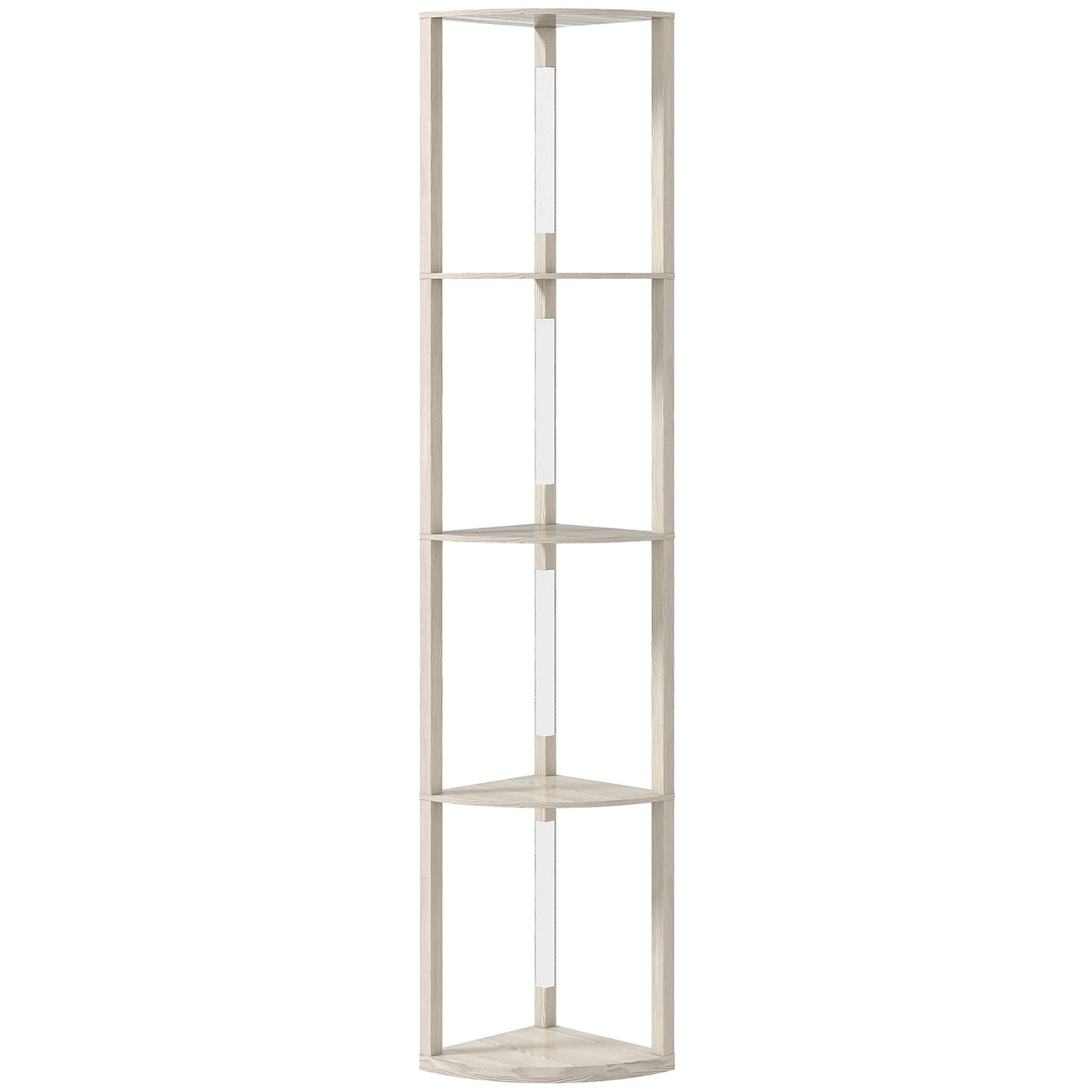 LED Floor Lamp with Shelves, Dimmable, Oak Finish, 41x30x164cm