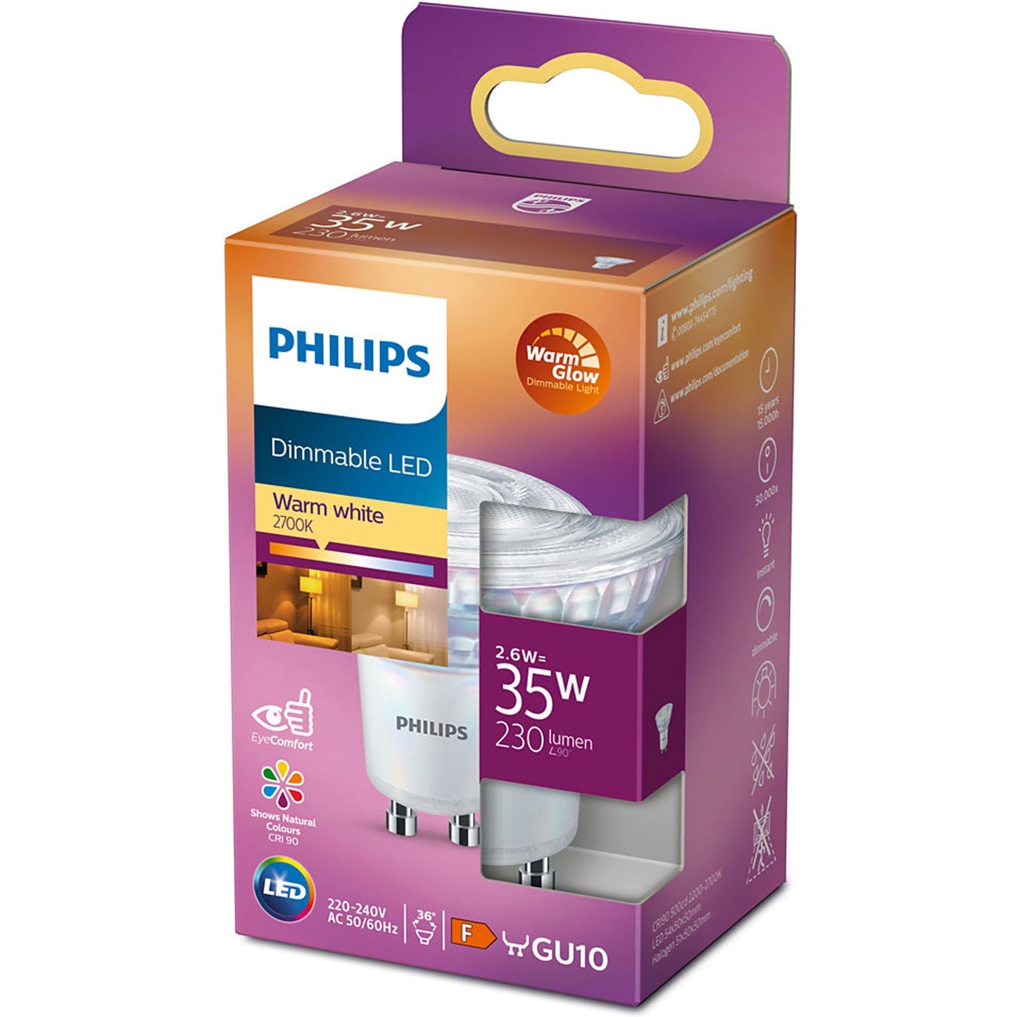LED GU10 Spot 35W Dimmable WarmGlow 230lm