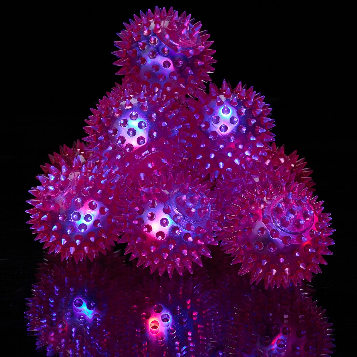 LED Light-Up Spiky Balls, 12-Pack, Red/Blue