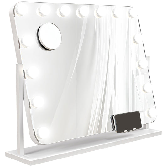 LED Makeup Mirror – 3 Light Modes, Dimmable, USB, 62.5x49.5cm