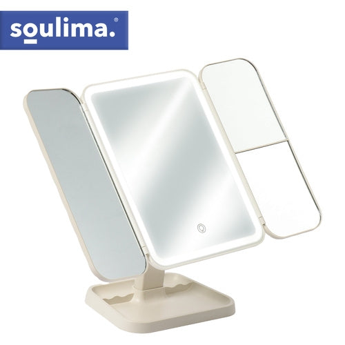 LED Makeup Mirror with Magnification, Foldable, USB-C