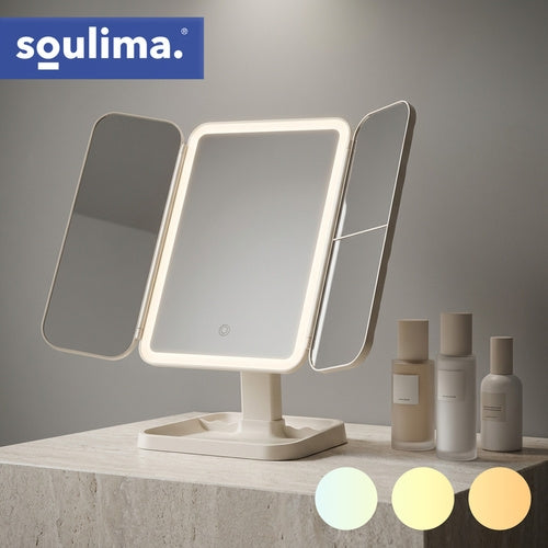 LED Makeup Mirror with Magnification, Foldable, USB-C