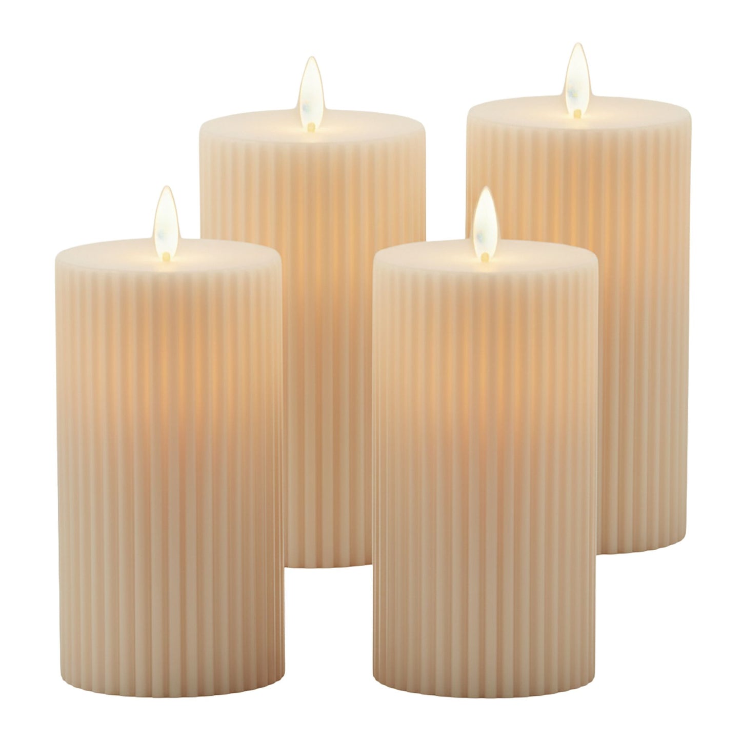 LED Pillar Candles, Flameless, Warm White, Set of 4