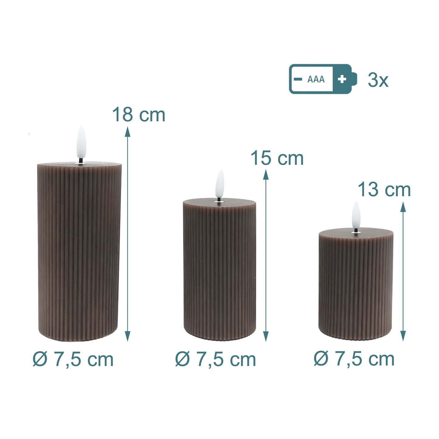 LED Real Wax Flameless Candles – Set of 3