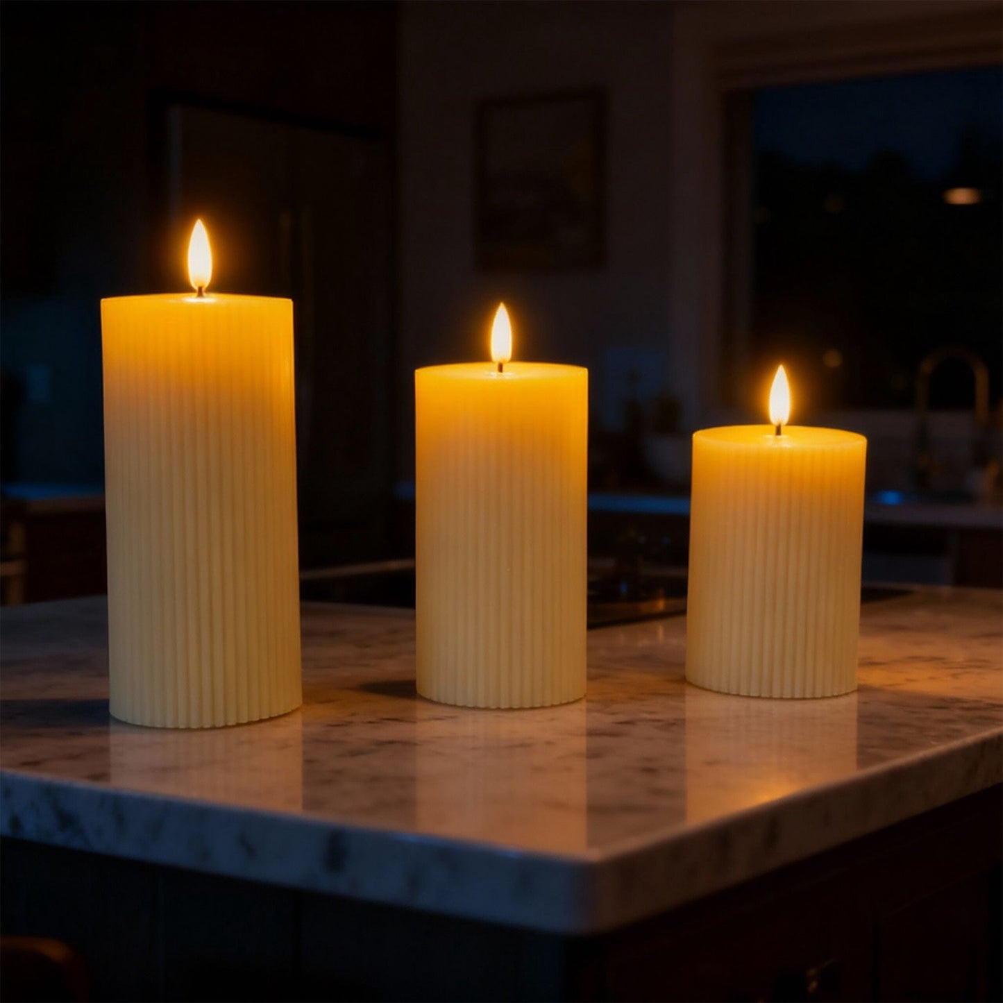 LED Real-Wax Flameless Candles, Set of 3
