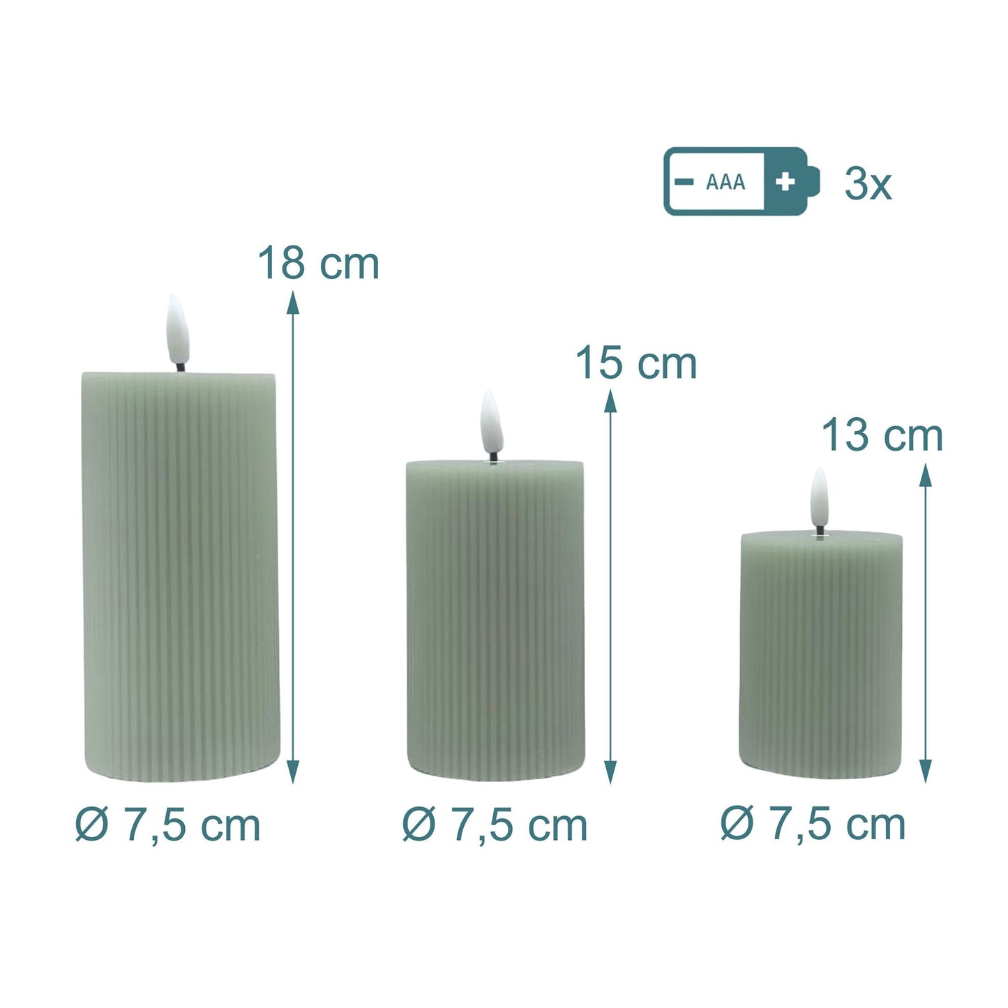 LED Real-Wax Flameless Candles – Set of 3