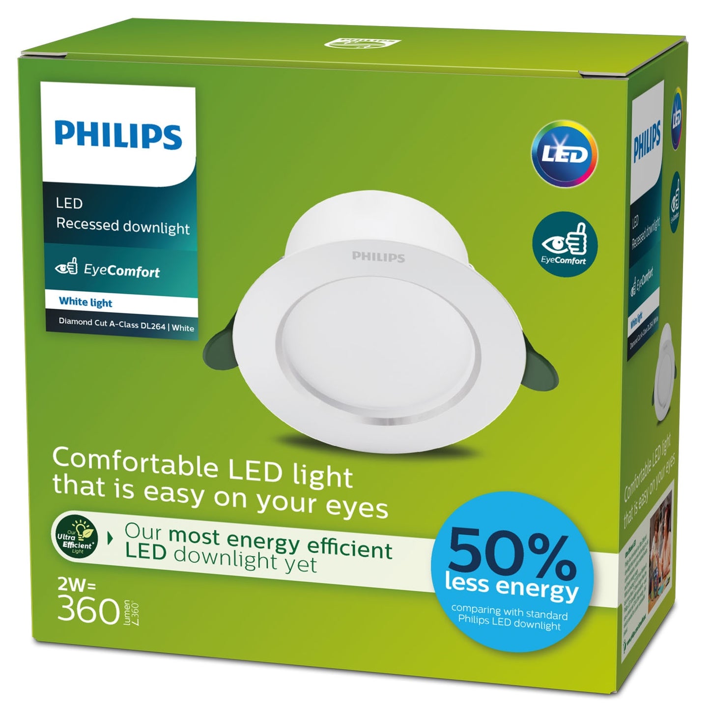 LED Recessed spot Diamond Cut Ø95mm 2W 360lm 3000K Energy class A