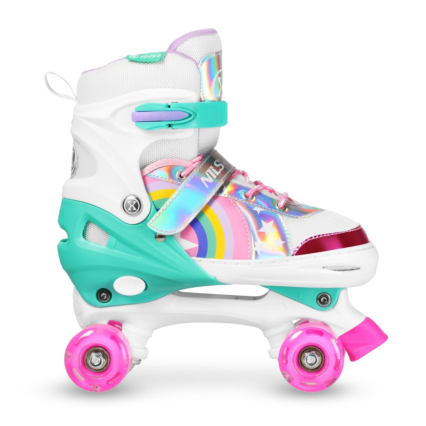 LED Roller Skates, Rainbow, Size M (35-38)